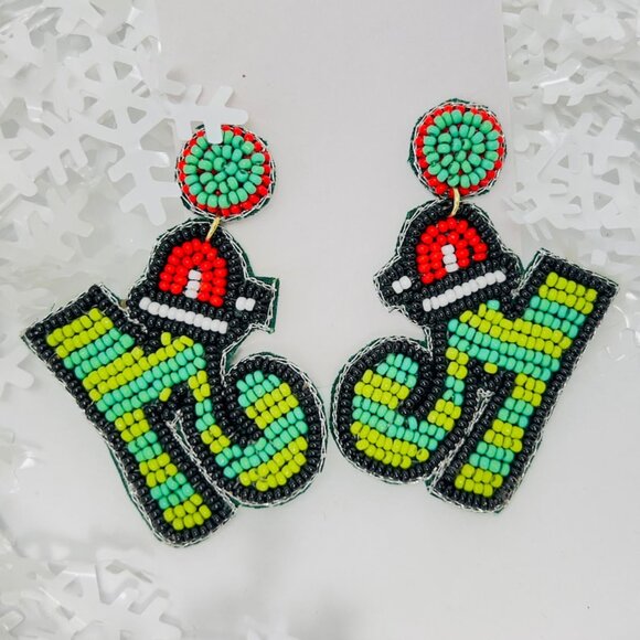 Handmade Beaded Earring, Santa Sleigh - Picture 1 of 4